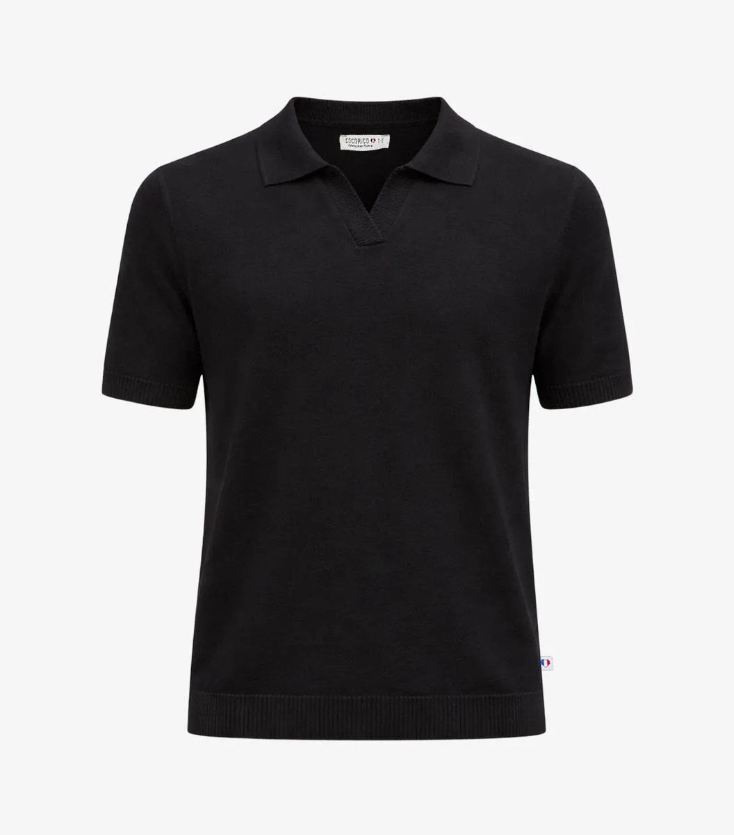 Cocorico polo maille homme noir coupe droite