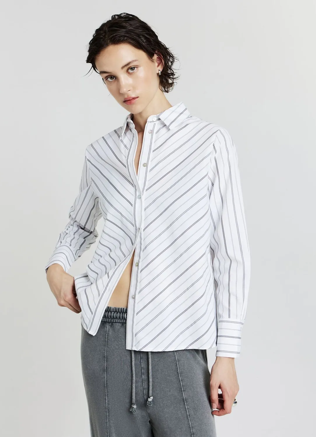 Calliope chemise rayures diagonales femme coton