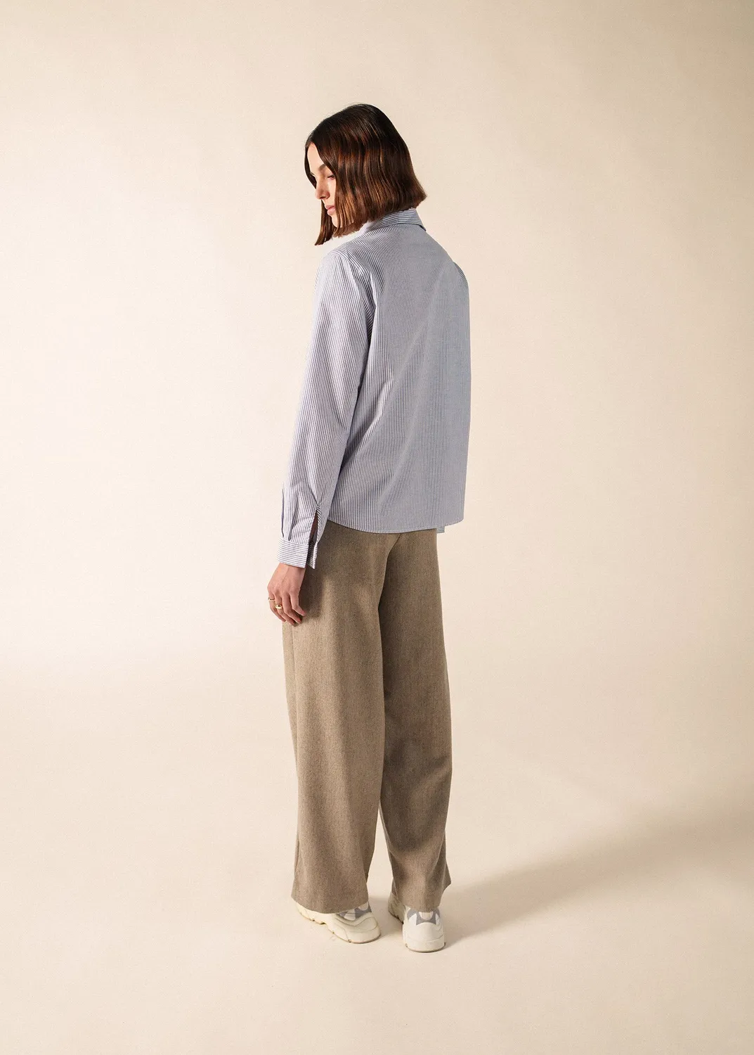 Saint James Léna chemise blanc bleu coton