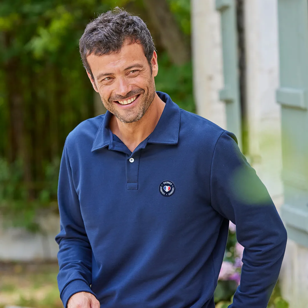 Cocorico Blason sweat polo homme marine coton