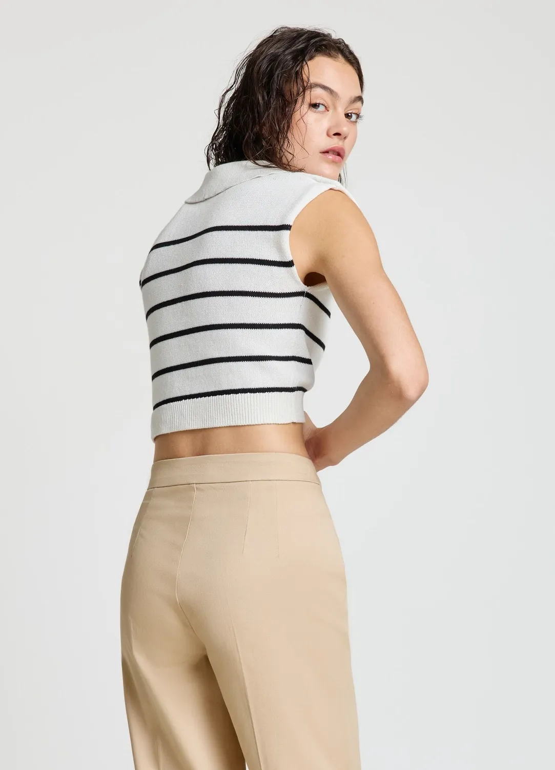 Calliope gilet rayé femme sans manches col polo