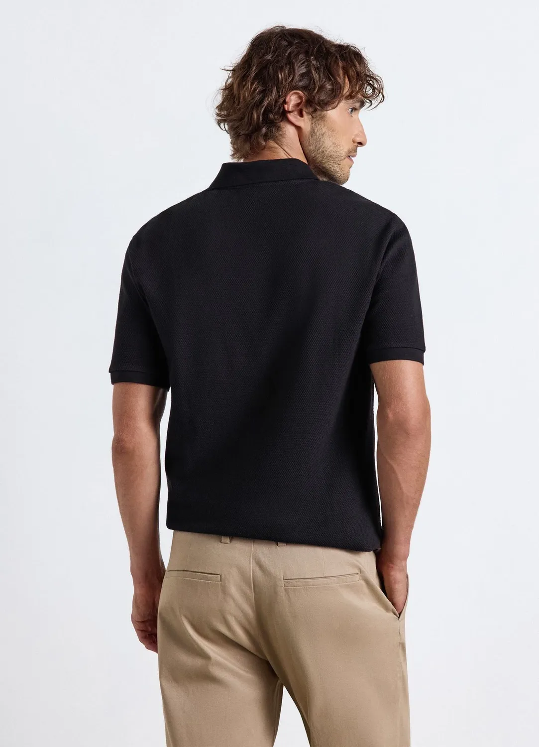 Calliope polo uni homme col V manches courtes