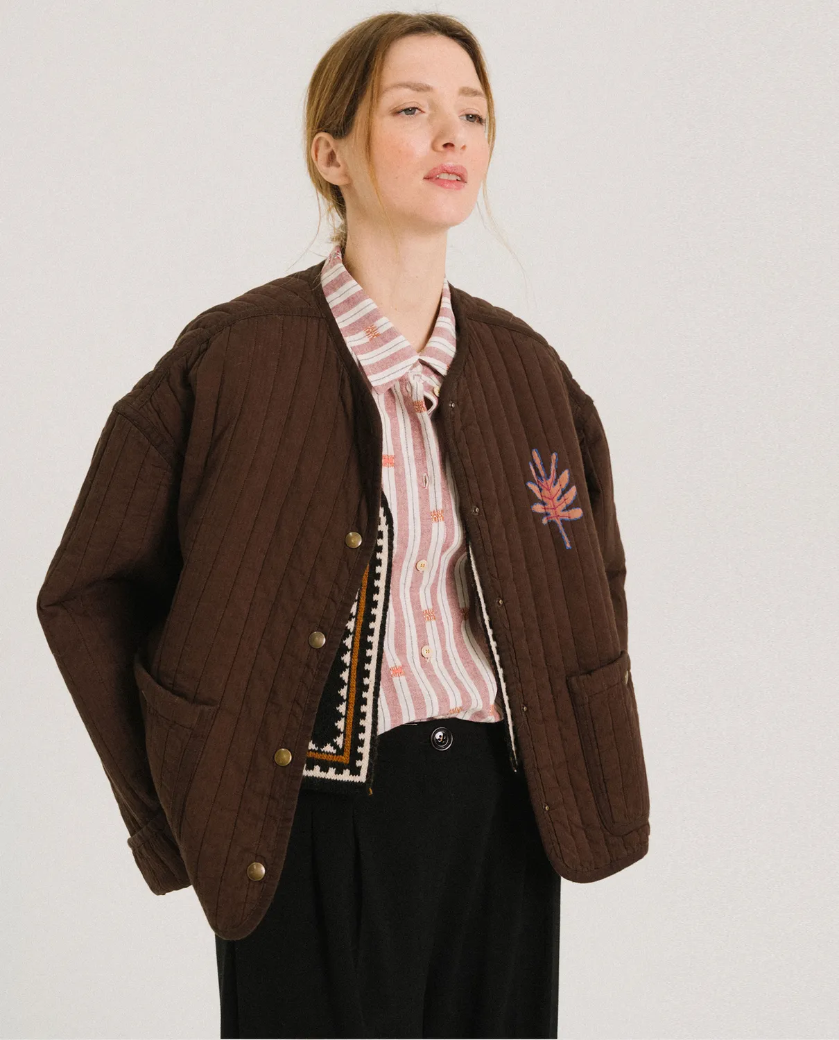 Tinsels Fame veste caffe coton matelassé birdy