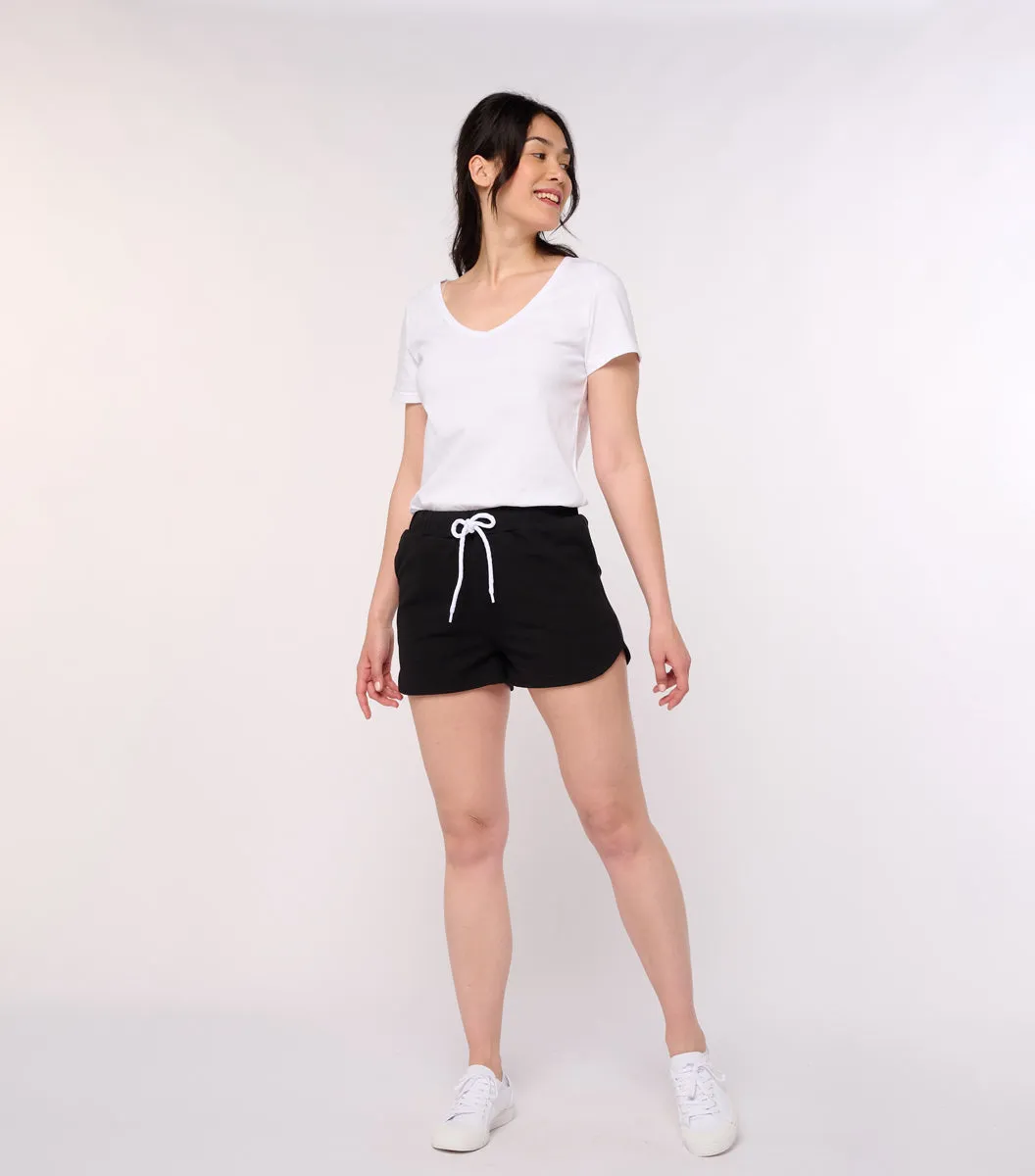 Cocorico Noir short molleton femme noir coton