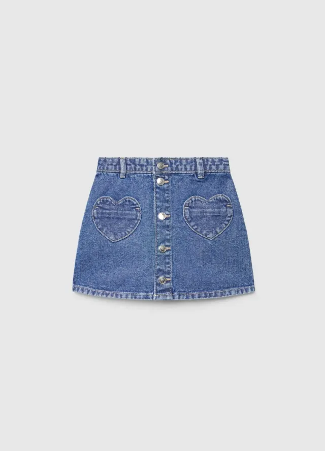 Calliope jupe mini denim fille 6-7 ans poches cœur