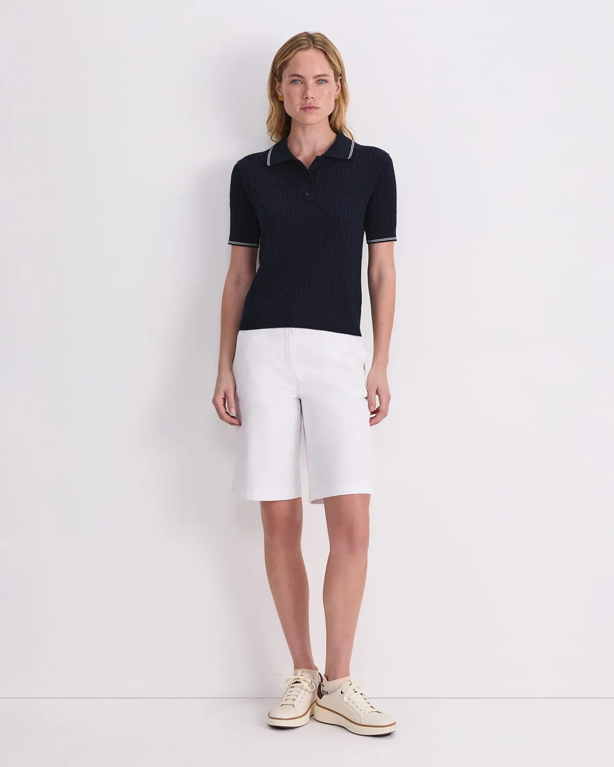 Sportscraft Chiffon Cable polo femme coton