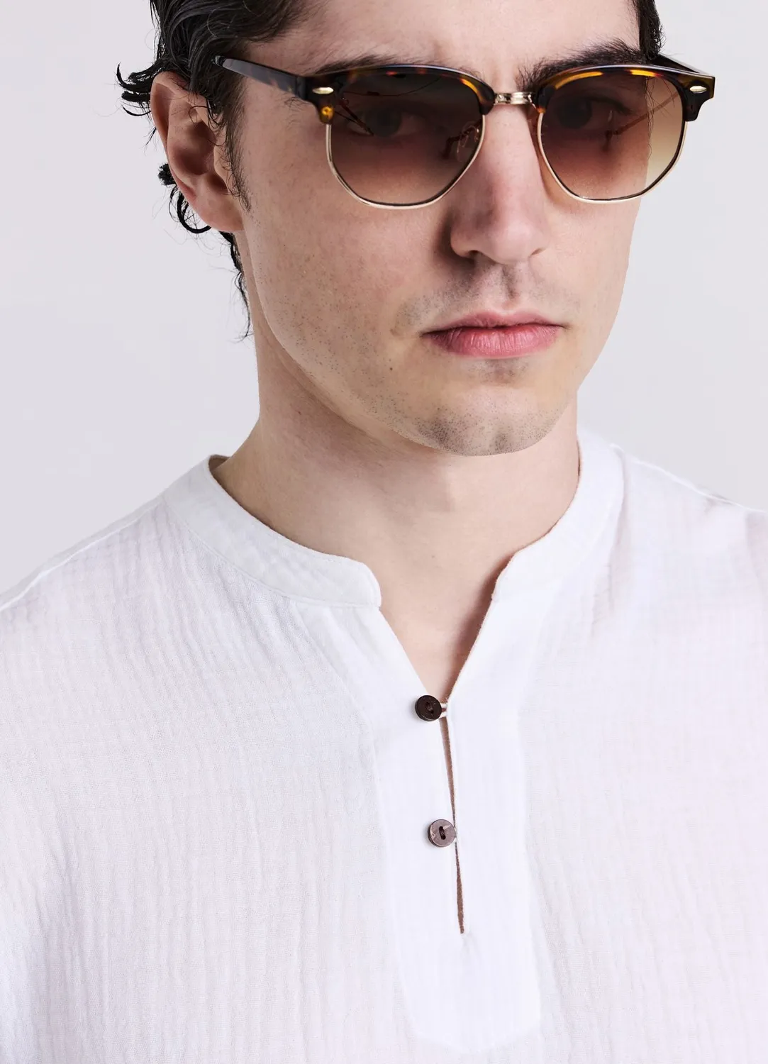 Calliope gaufrée chemise homme coton courte
