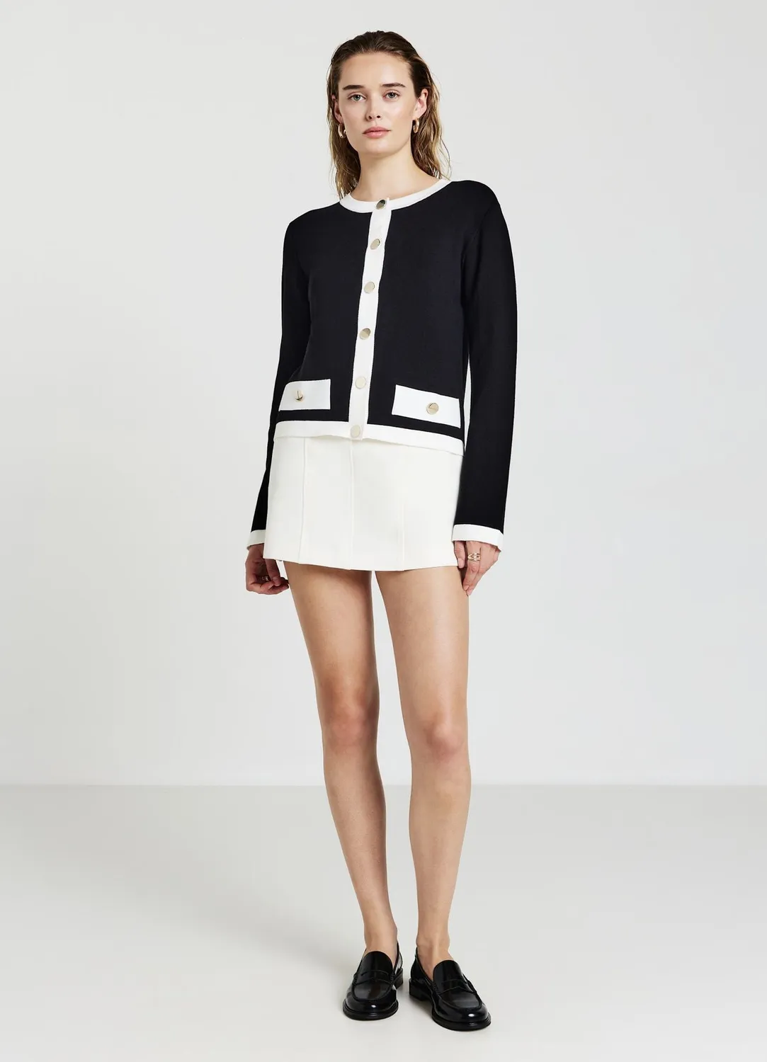 Calliope Cardigan boutons dorés femme col rond