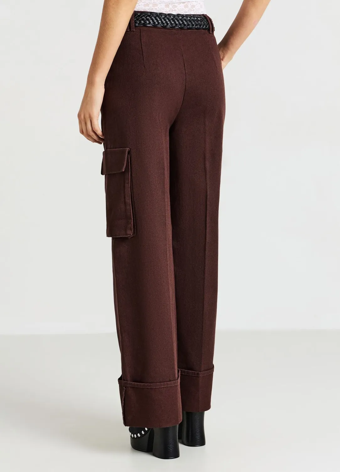 Calliope pantalon cargo coton femme à revers