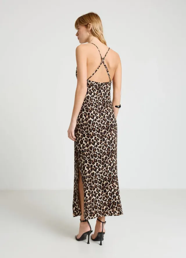 Calliope robe longue drapée animalier taille S