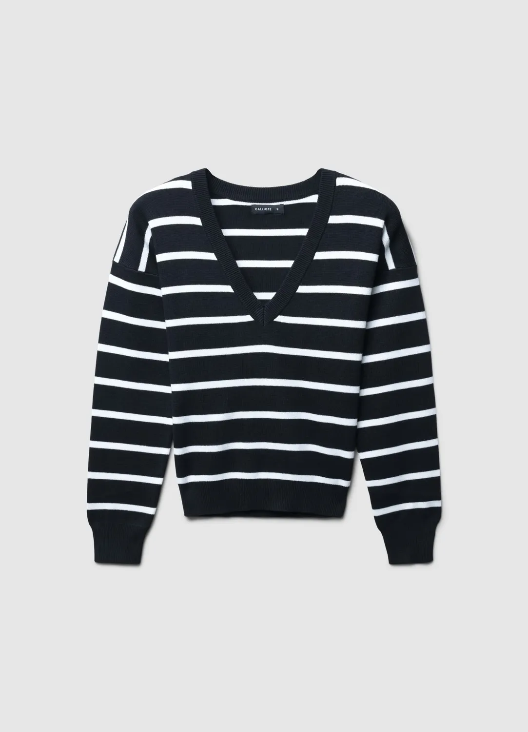 Calliope pull col V rayé femme manches longues