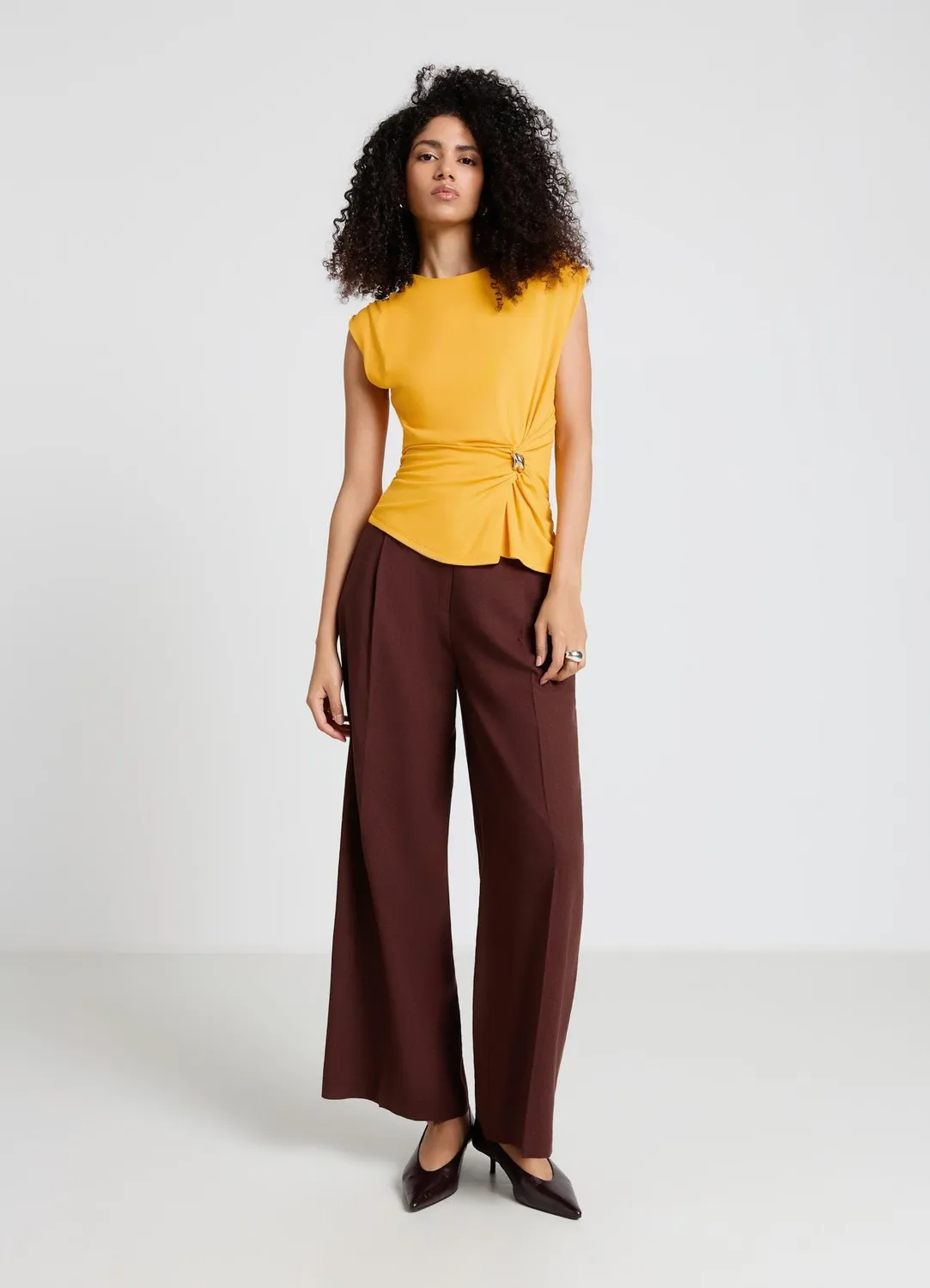Calliope Palazzo pantalon large taille haute femme