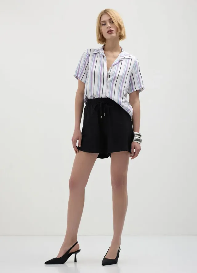 Calliope chemise rayée manches courtes boutonnée femme
