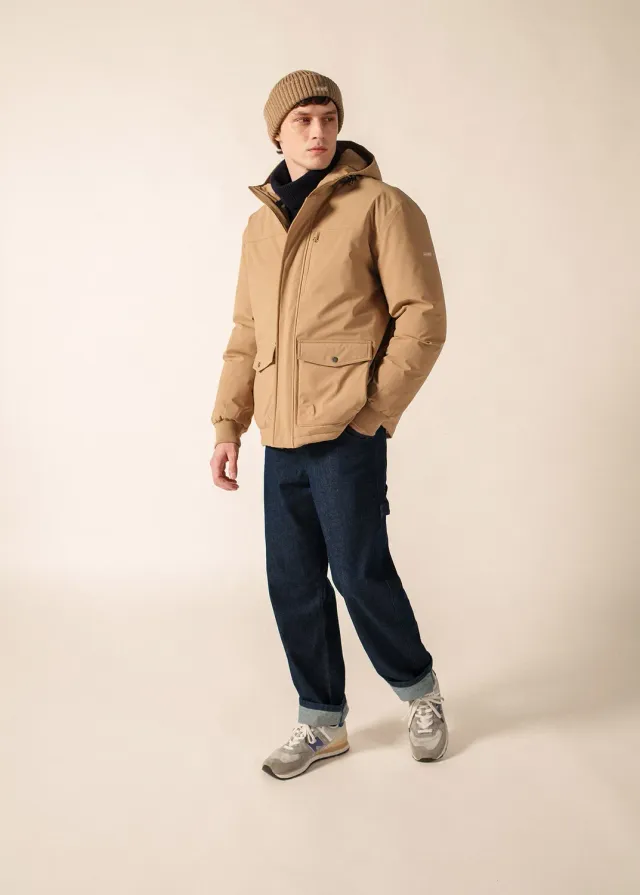 Saint James St Odin manteau beige foncé matelassé