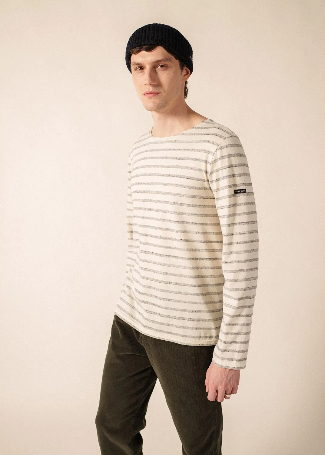 Saint James Beille marinière écru/gris coton