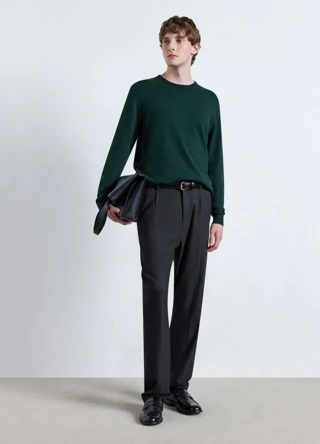 Calliope Pull homme col rond uni manches longues