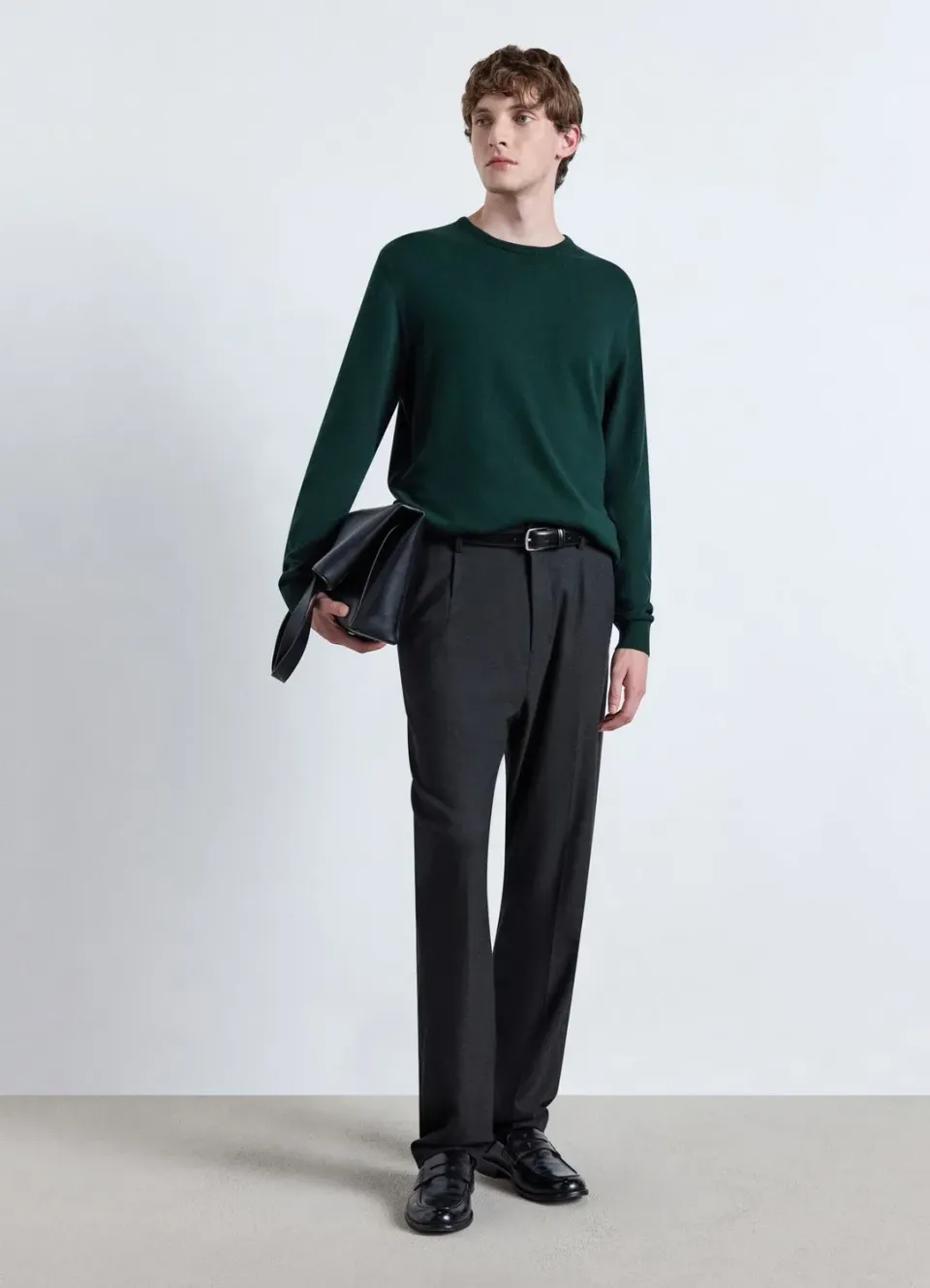 Calliope Pull homme col rond uni manches longues