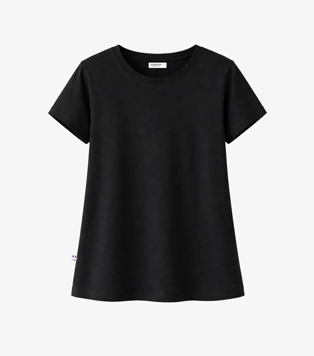 Cocorico Intemporel t-shirt pyjama femme noir coton