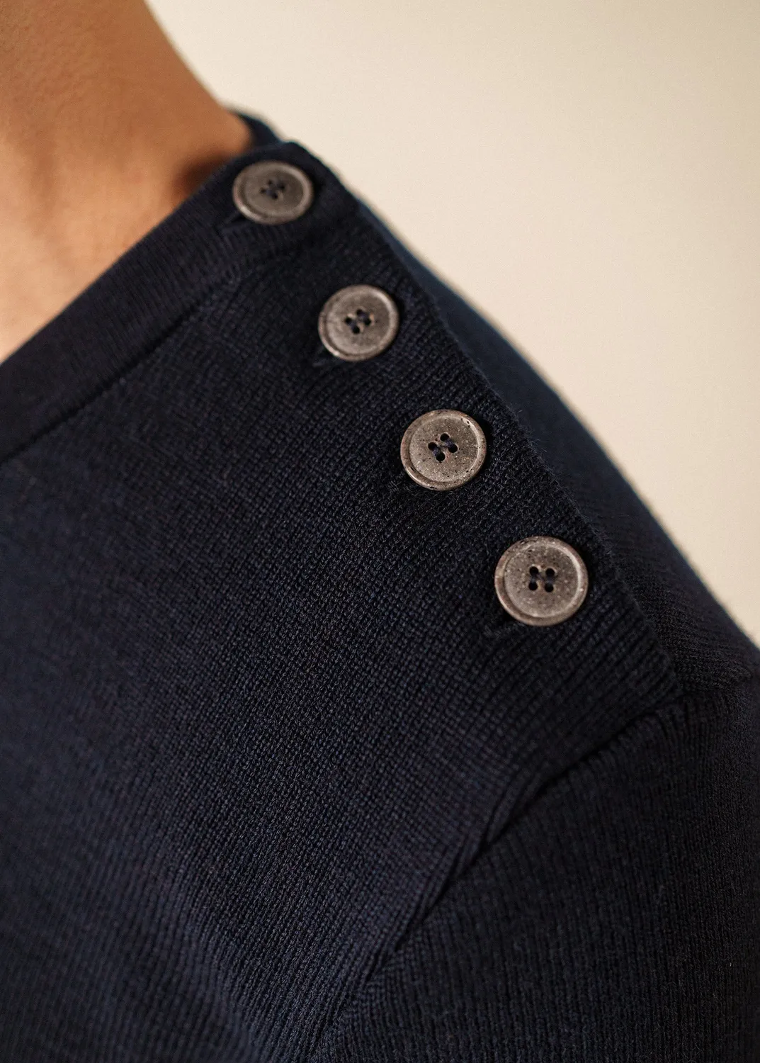 Saint James Cancale pull marine col V laine