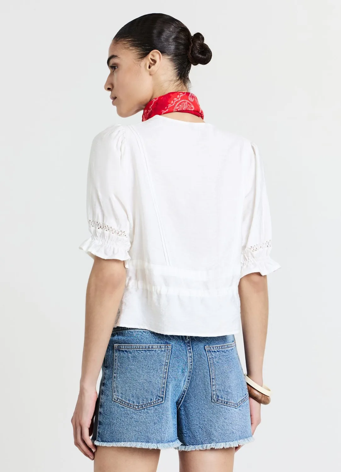 Calliope short mom femme denim effiloché