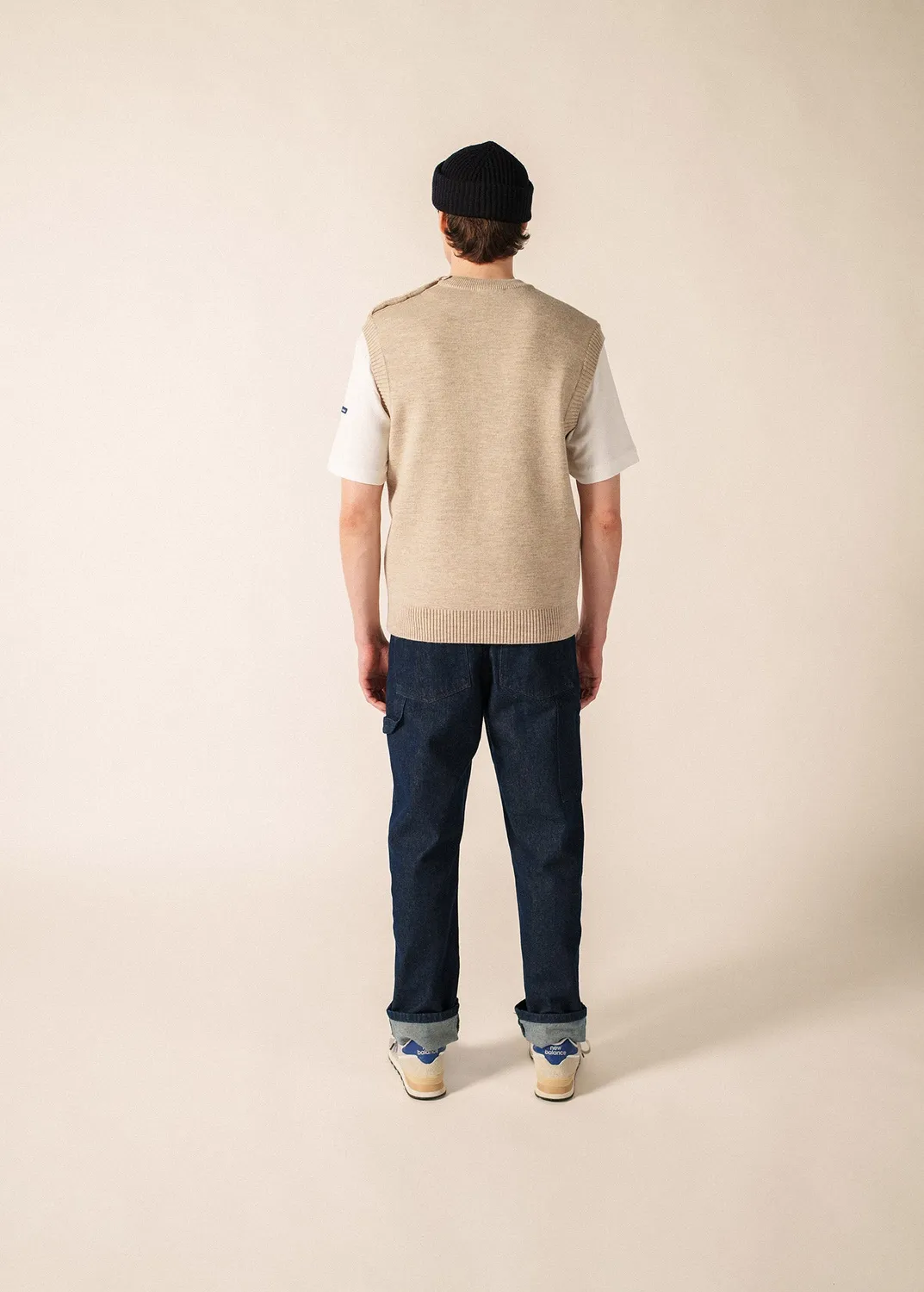 Saint James Cancale pull sans manches beige laine