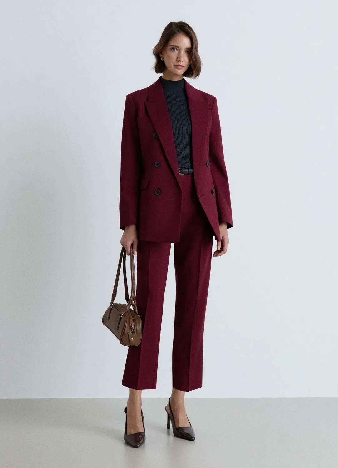 Calliope Pinces pantalon femme tailleur coupe droite