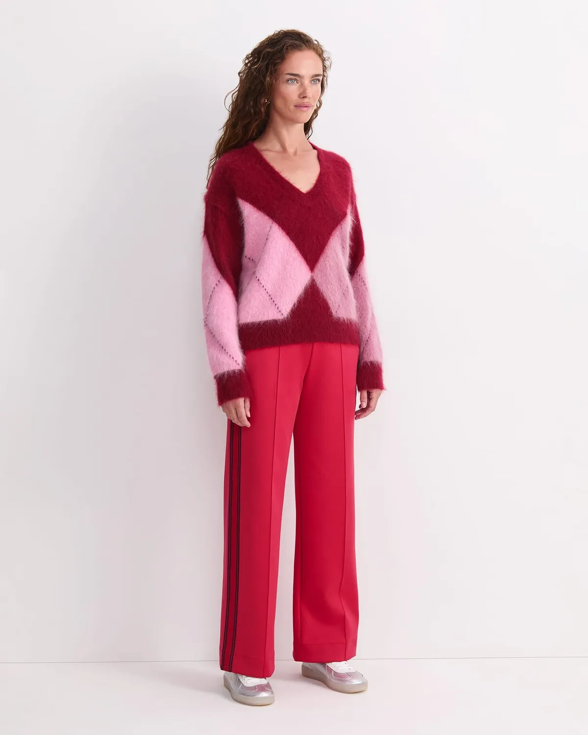 SPORTSCRAFT Tatiana pull mohair argyle col V femme