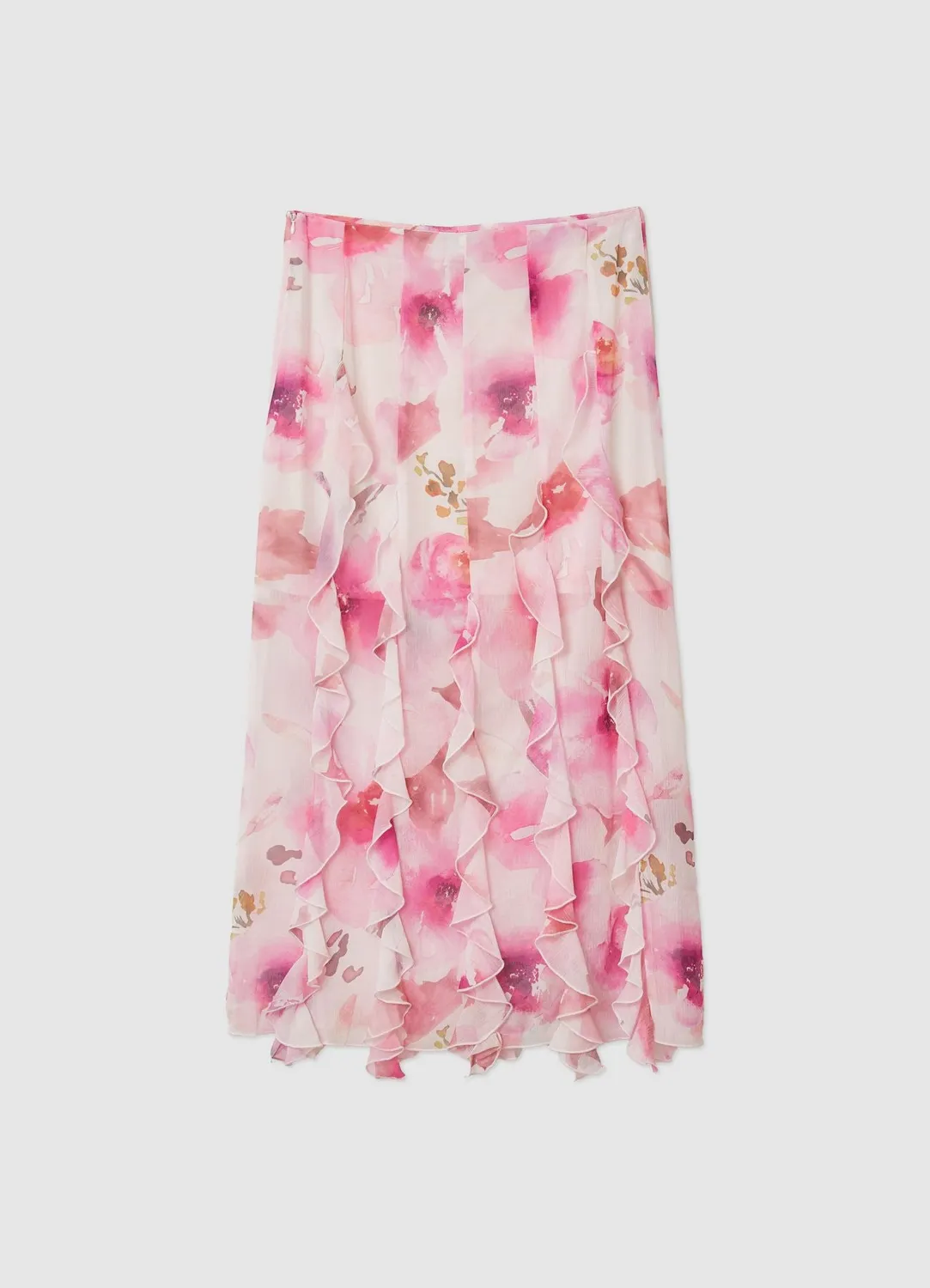 Calliope jupe midi femme fleurs à volants fluide