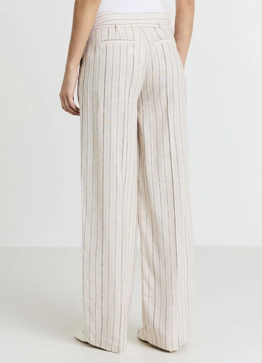Calliope pantalon palazzo rayé pantalon lin femme