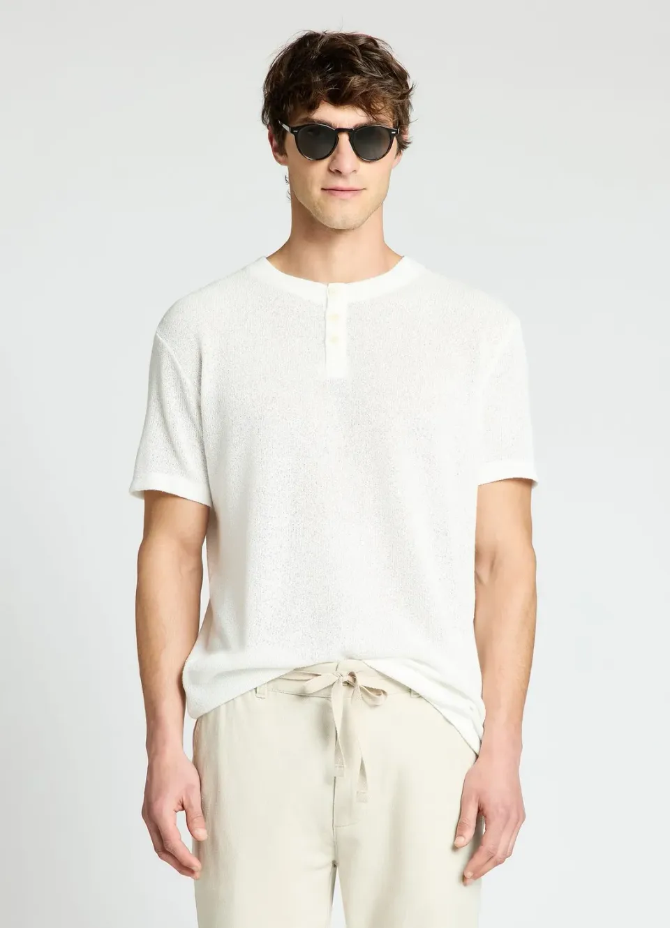 Calliope T-shirt Serafino Traforata homme manches courtes ajouré