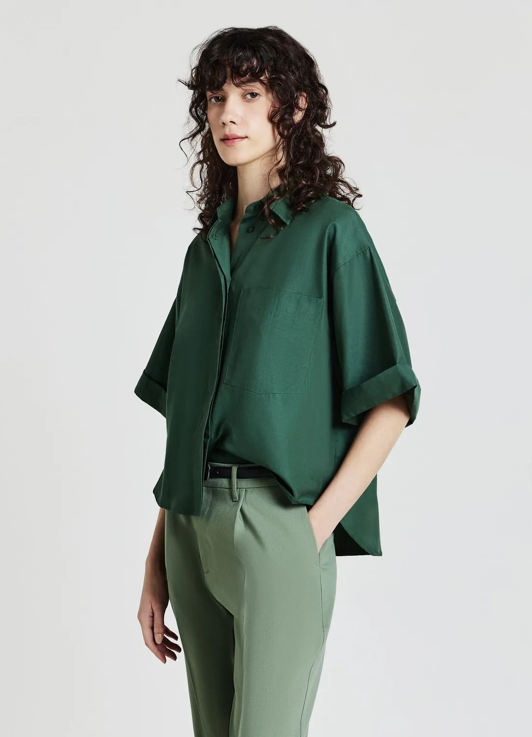 Calliope chemise poche femme manches courtes coton