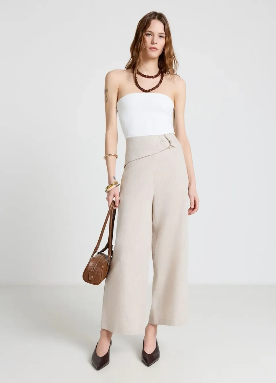 Calliope pantalon culotte lin femme boucle taille haute