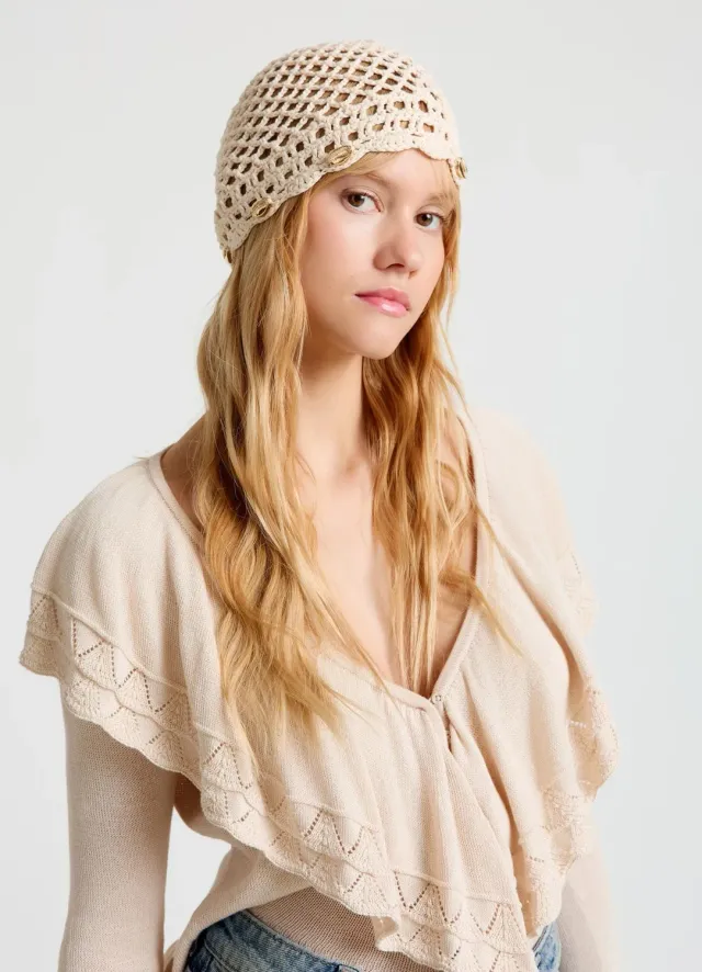 Calliope crochet coquillage bonnet femme TU ajouré
