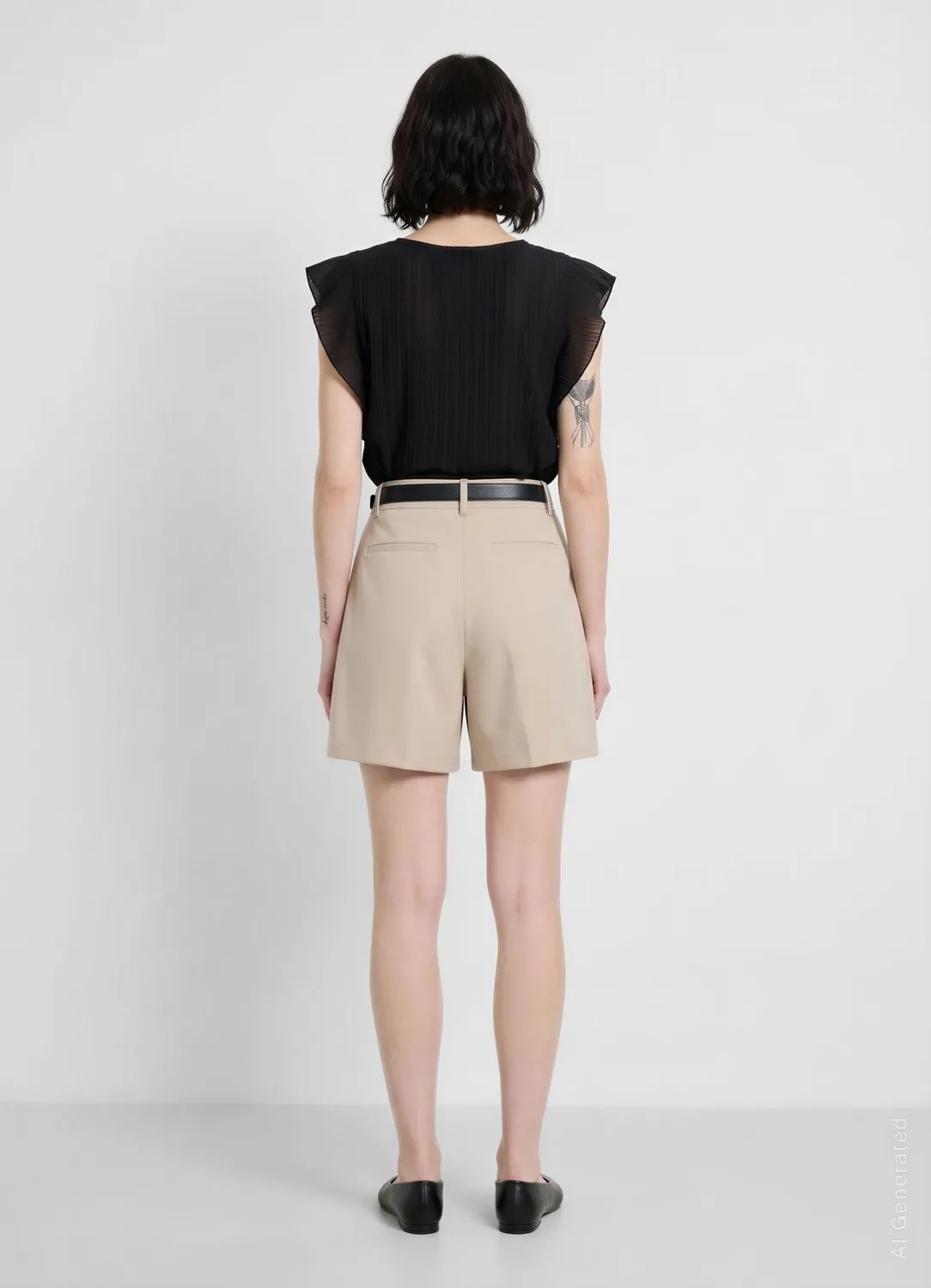 Calliope bermuda tailleur femme taille haute uni