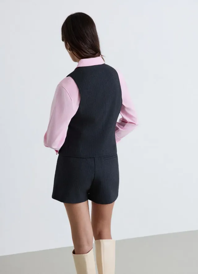 Calliope gilet tailleur à rayures femme boutons