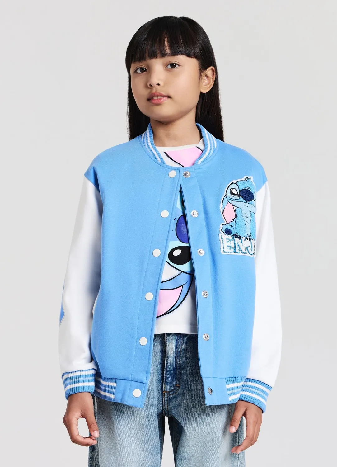 Calliope Bomber college Stitch veste fille bleu
