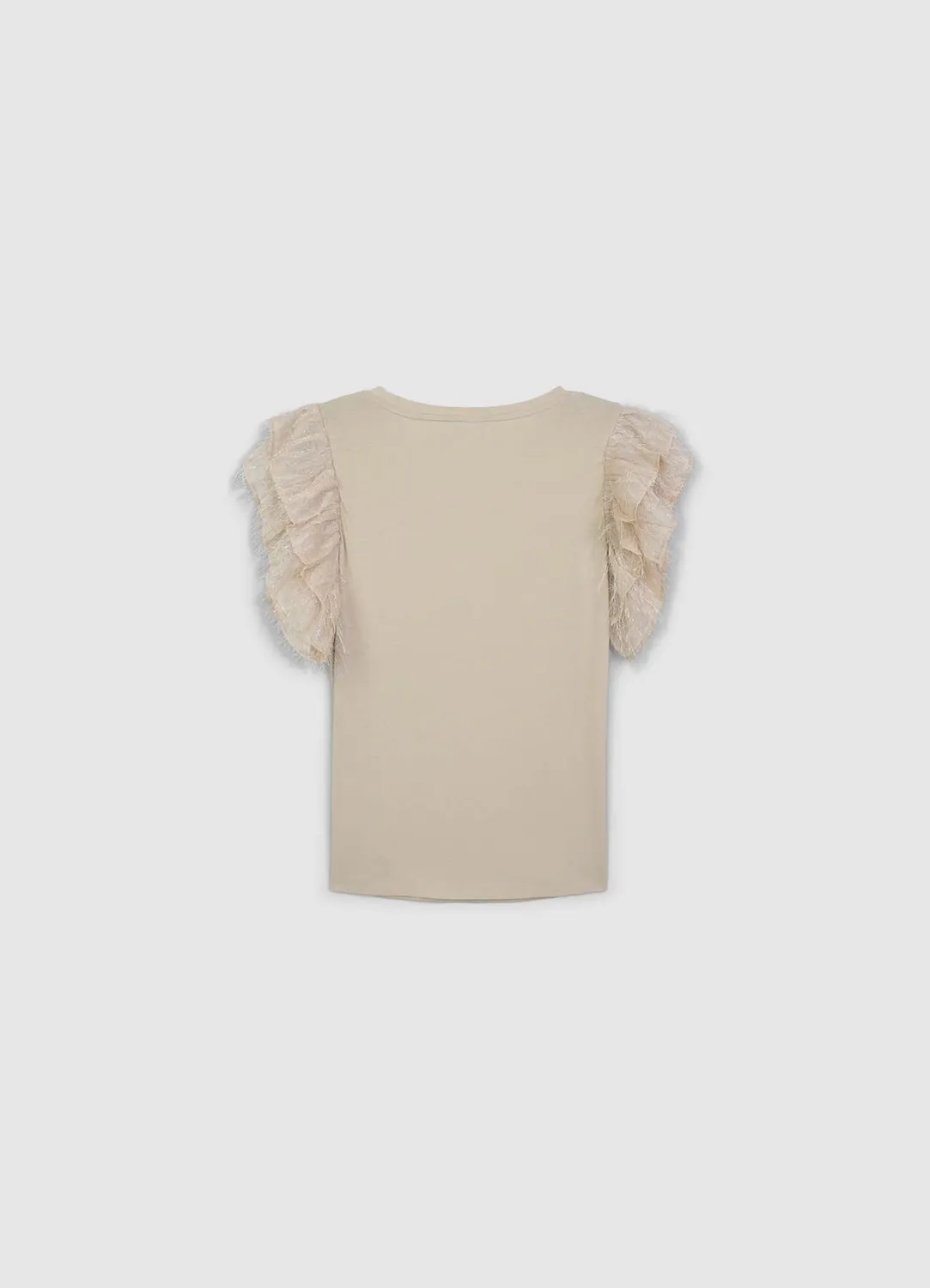 Calliope T-shirt Volants Coton Femme Col Rond