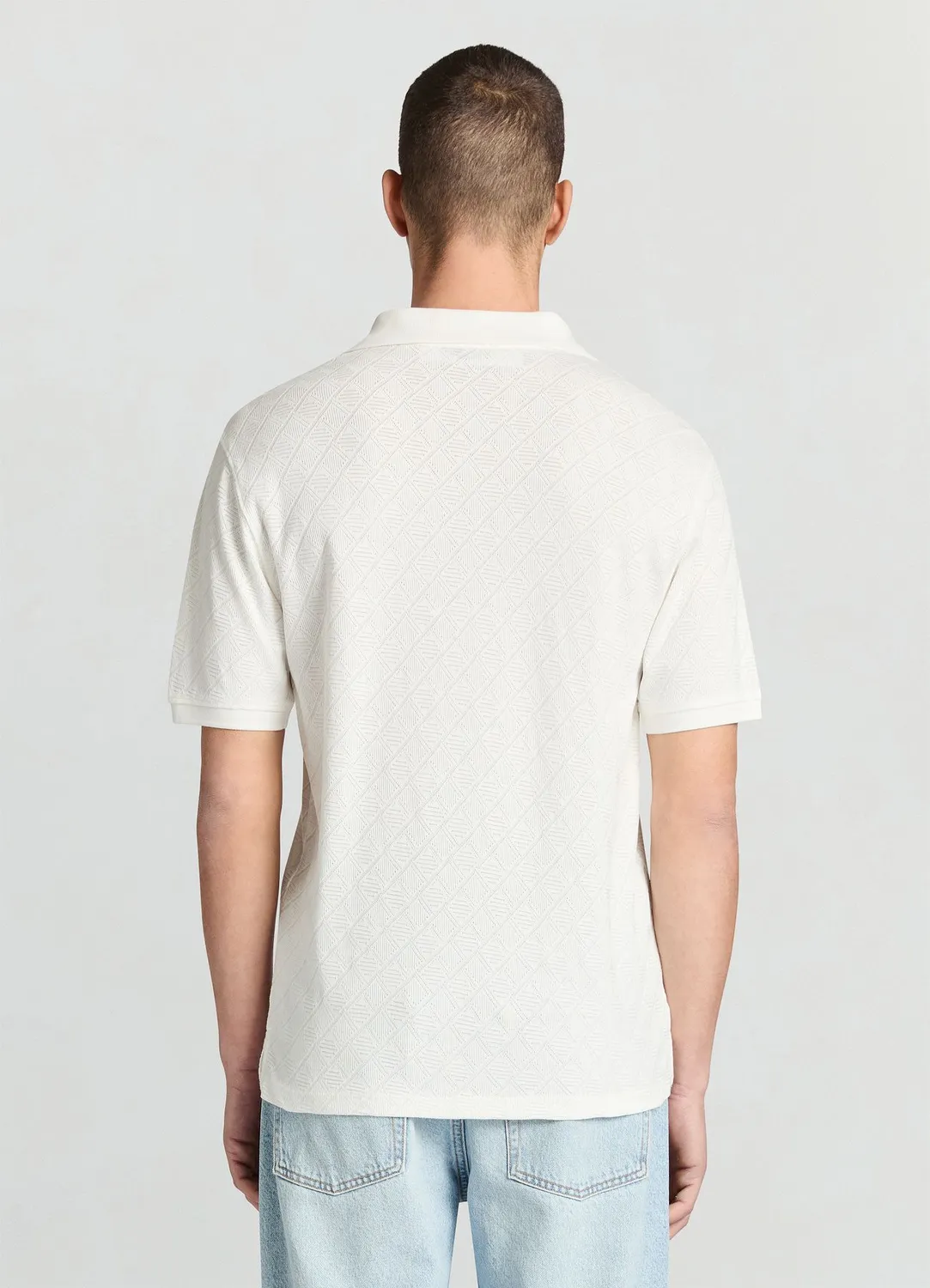 Calliope Jacquard Polo homme col V manches courtes