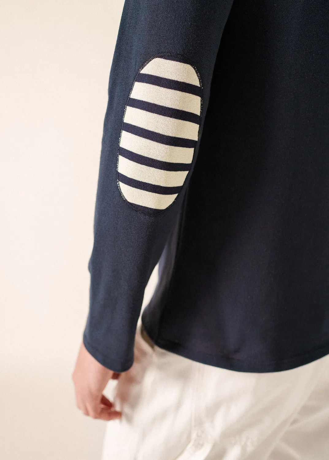 Saint James Méridien Coudières marinière navy/ecru coton lourd