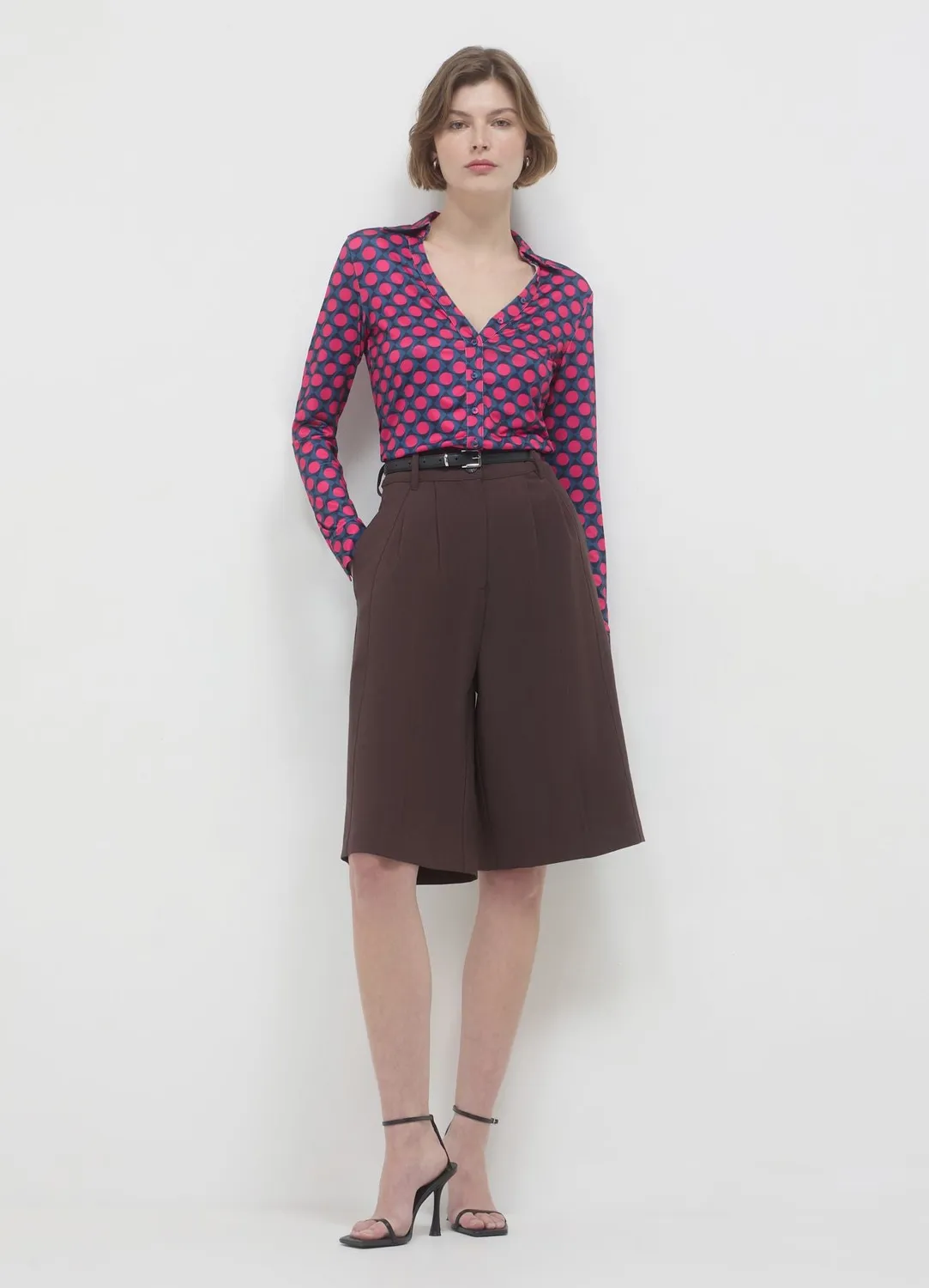 Calliope chemise cintrée femme géométrique manches longues