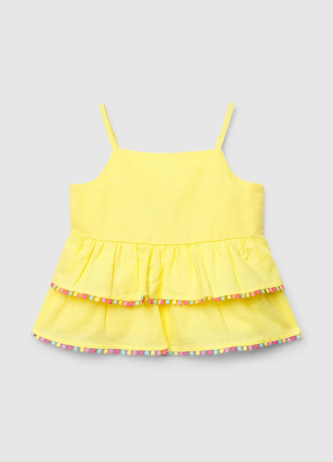 Calliope top fille volants pompons uni