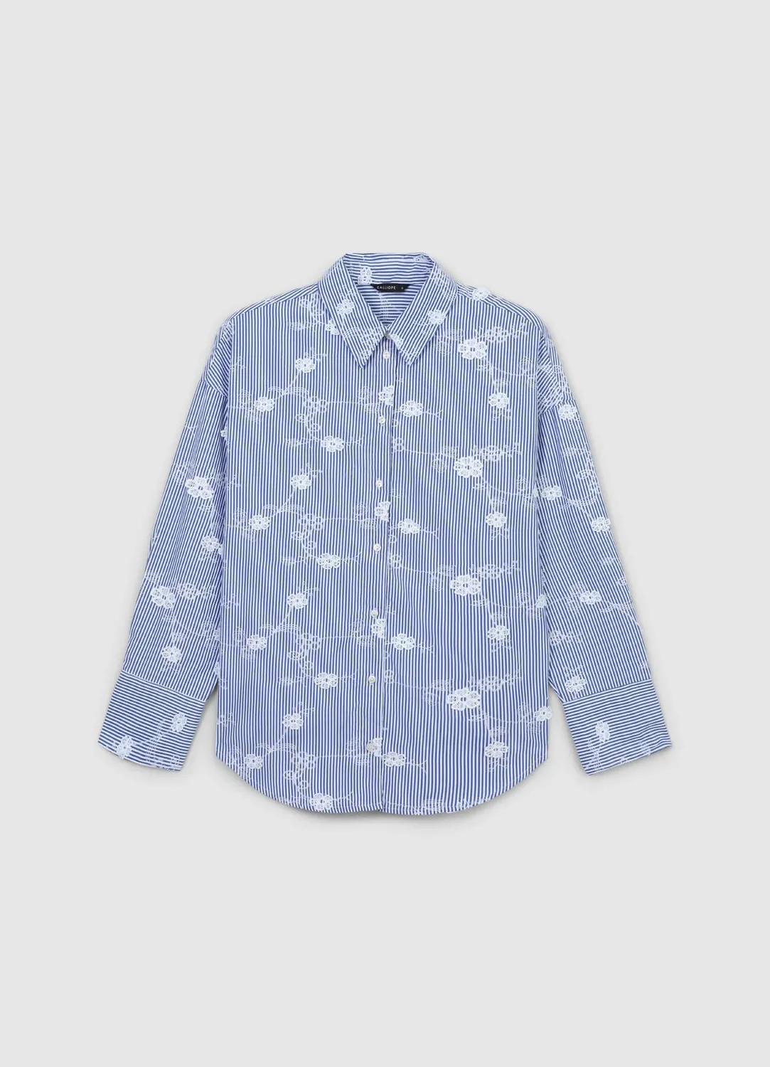 Calliope chemise longue brodée boutonnée femme