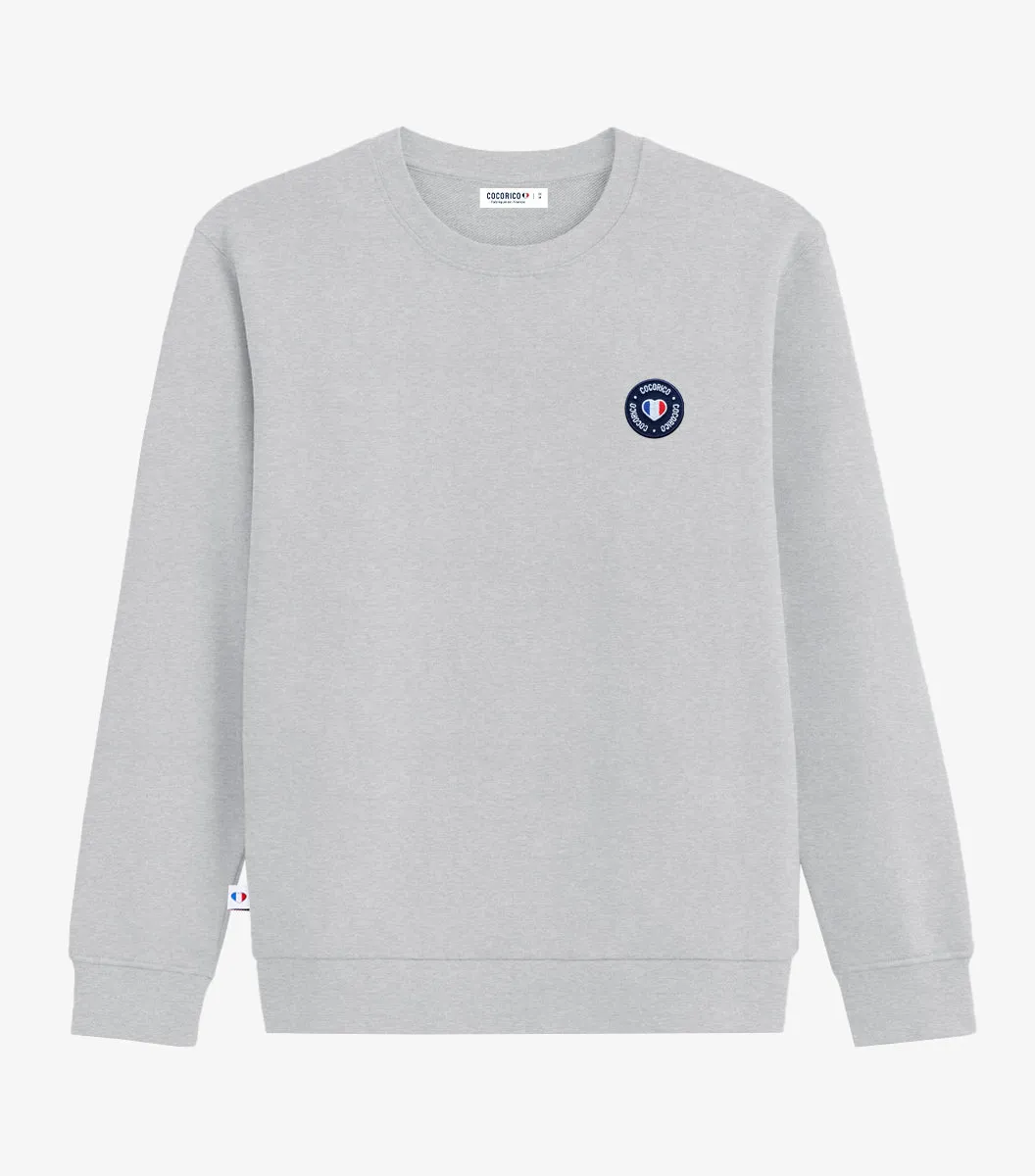 Cocorico Blason sweat homme gris coton