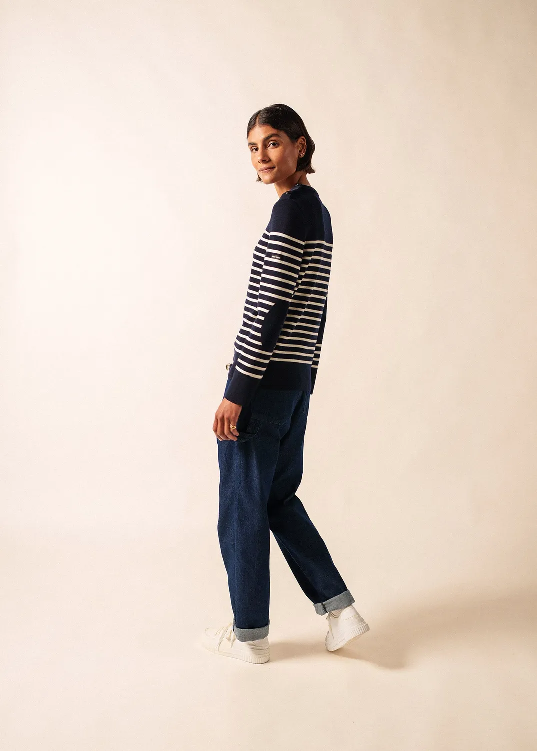 Saint James Brégançon pull marin navy écume laine