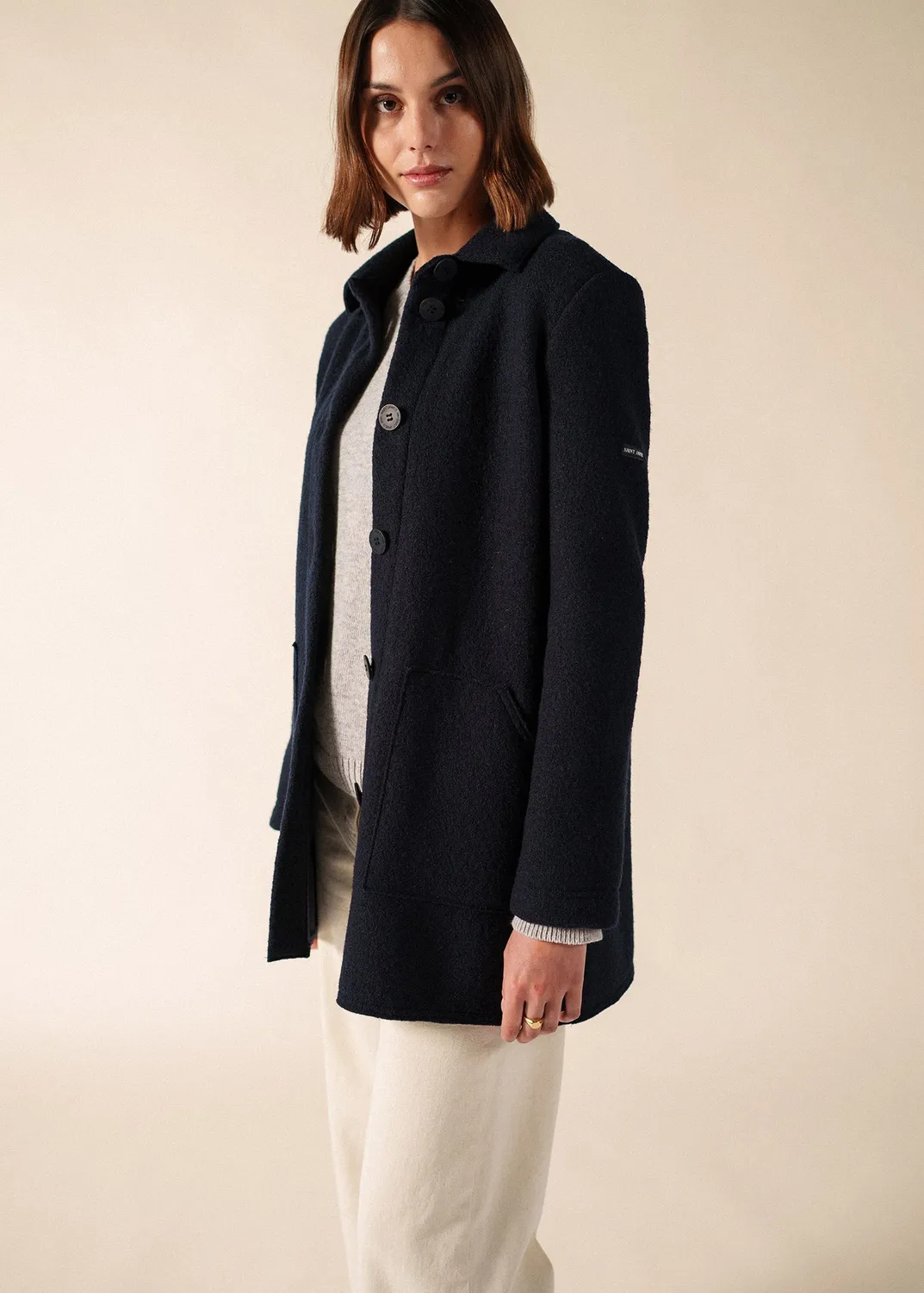 Saint James Pyrénées veste femme navy laine bouillie