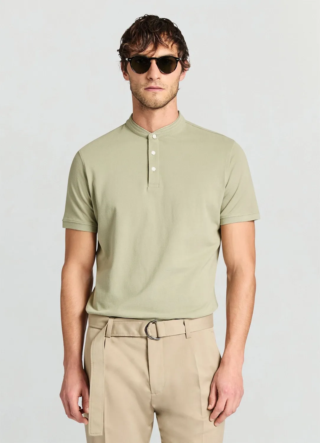 Calliope polo col coréen homme 3 boutons uni