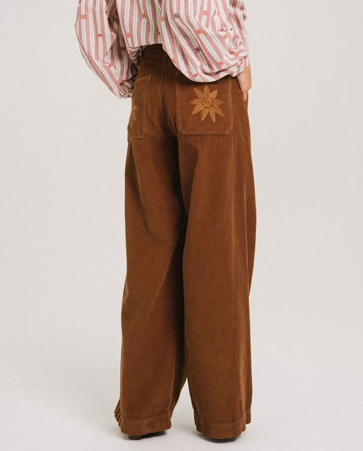 Tinsels Fedel pantalon ginger velours brodé