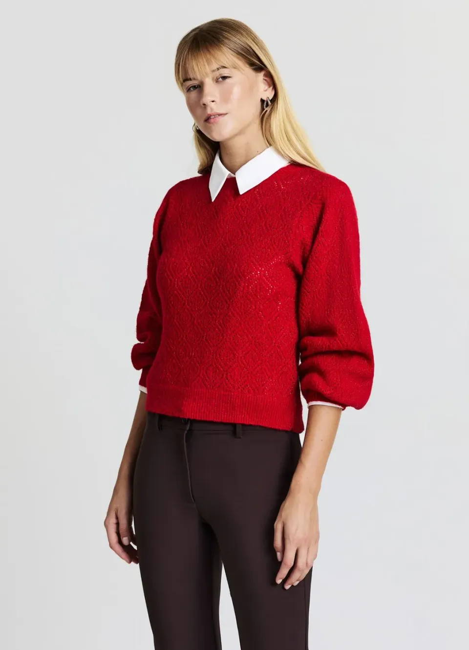 Calliope pull col rond ajouré luminescent femme