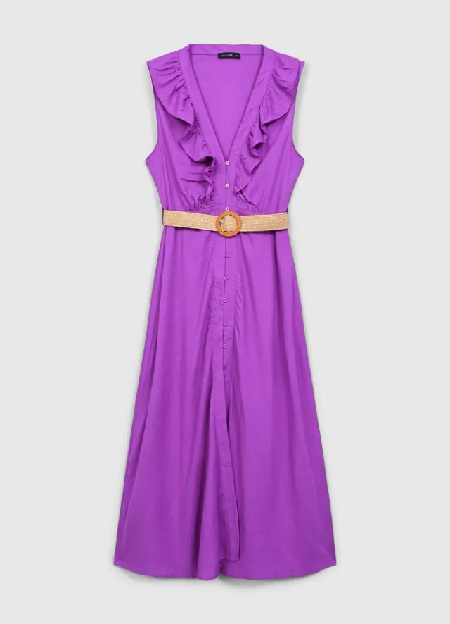 Calliope Atelier robe chemisier longue volants ceinture