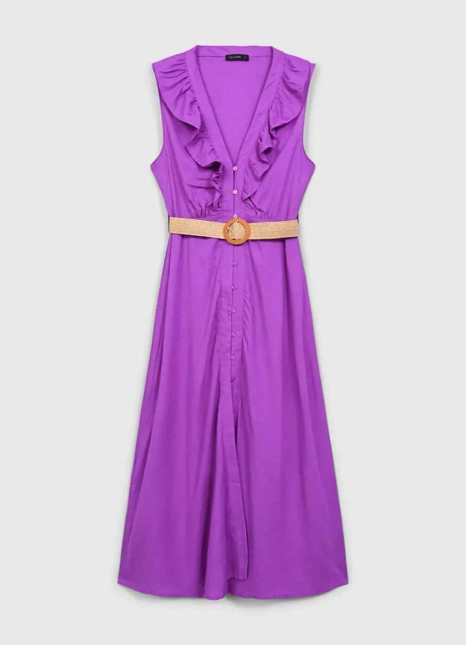 Calliope Atelier robe chemisier longue volants ceinture